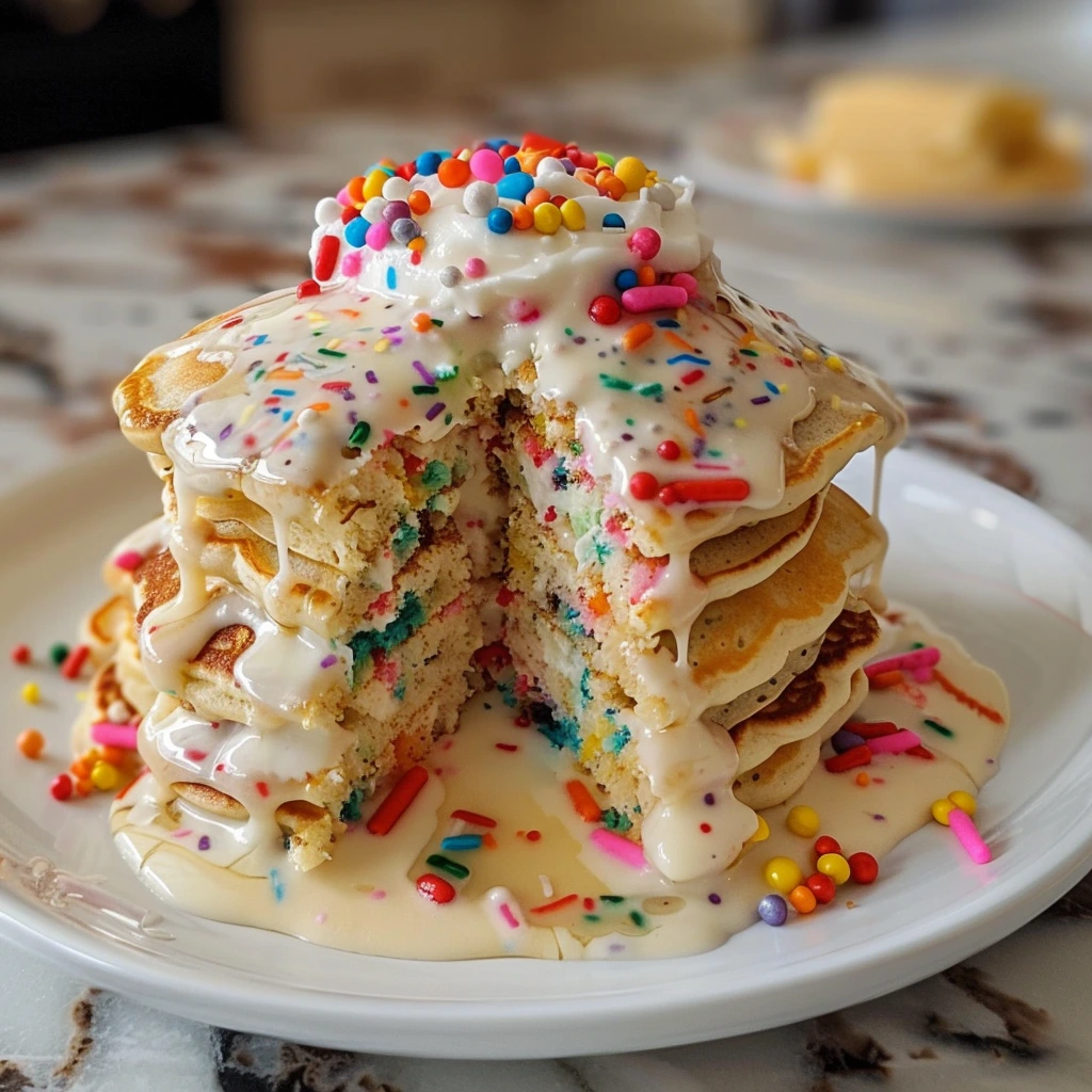 Quick & Easy Funfetti Pancakes Vanilla Butter
