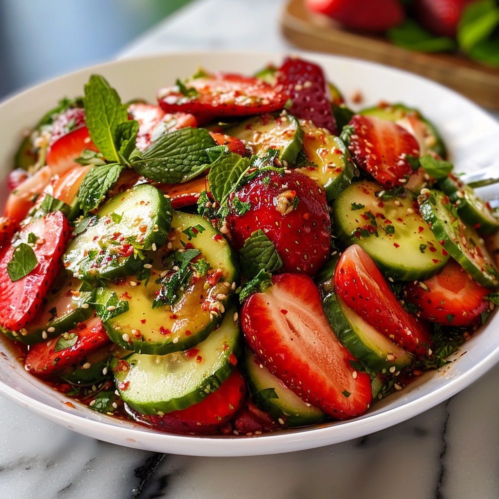 Cucumber Strawberry Salad Fresh for Dinner Tonight