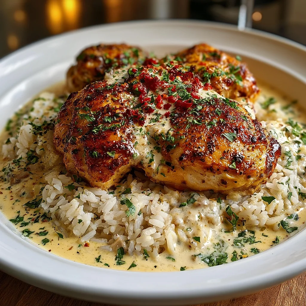 Garlic Parmesan Creamy Smothered Chicken Rice 1 Garlic Parmesan Creamy Smothered Chicken Rice
