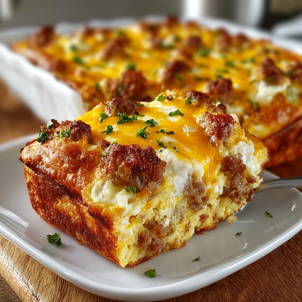 Cheesy Garlic Sausage Egg Breakfast Casserole