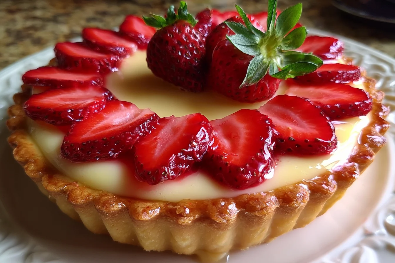 Restaurant-Style Strawberry Rose Tart Custard 1 Restaurant-Style Strawberry Rose Tart Custard