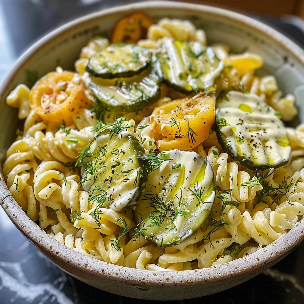 Garlic Parmesan Zesty Dill Pickle Pasta