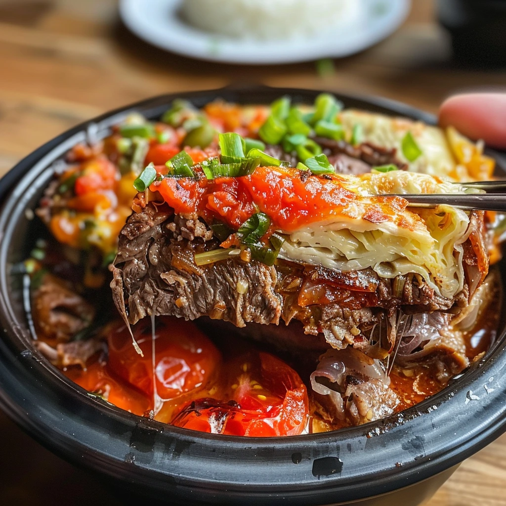 Thousand Layer Tomato Beef for Dinner Tonight