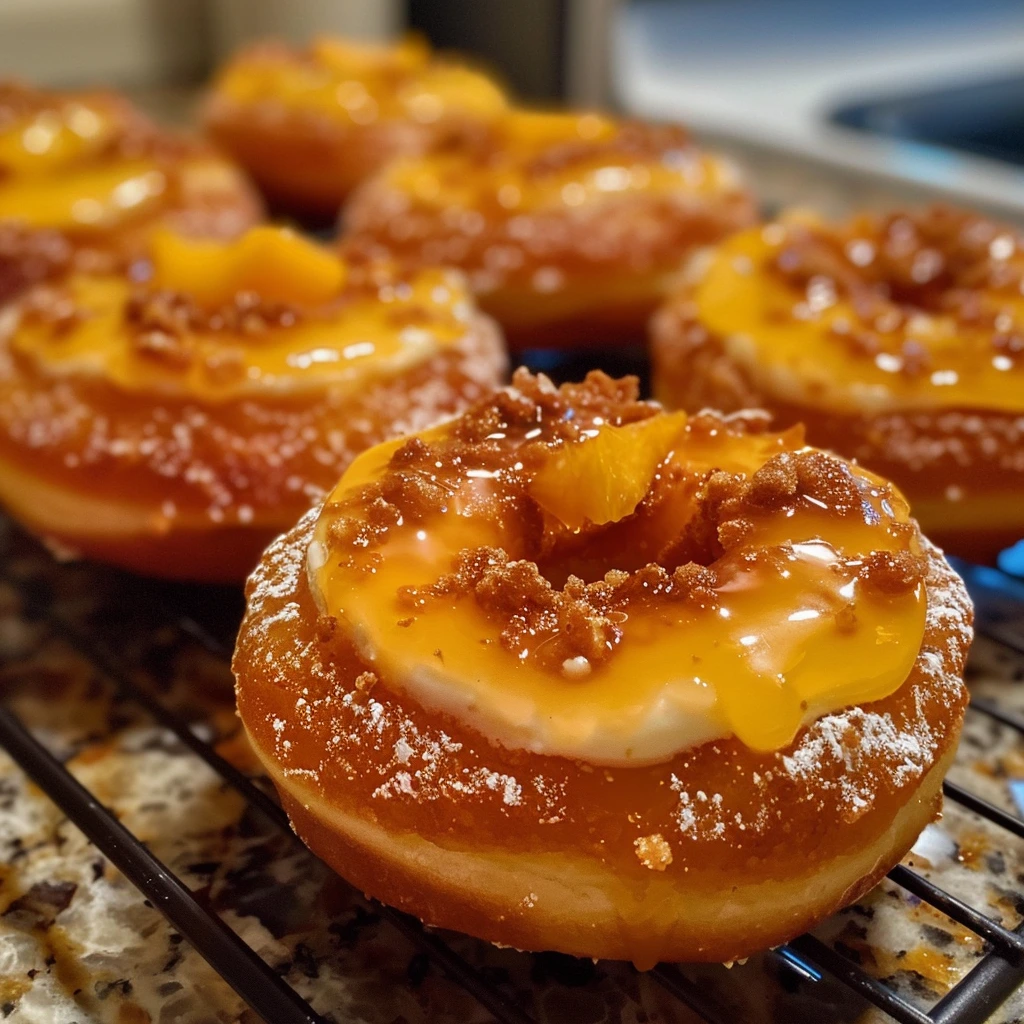 Family-Friendly Peach Cobbler Cheesecake Donuts