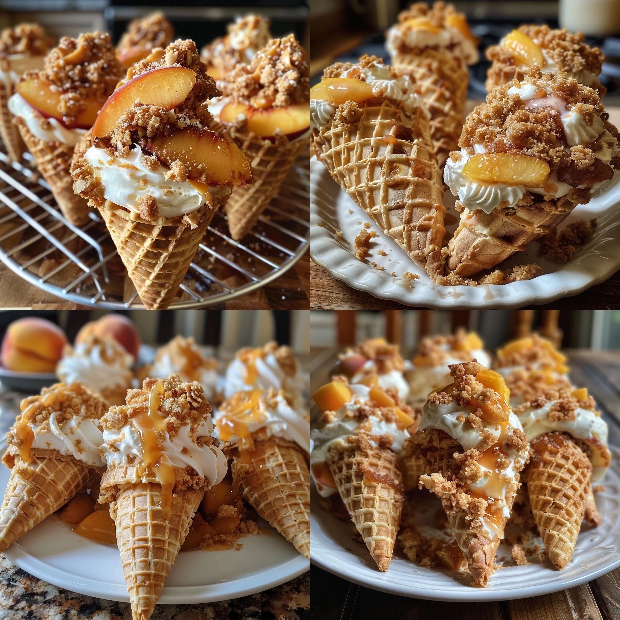 Peach Cobbler Cheesecake Cones: Easy & Delicious