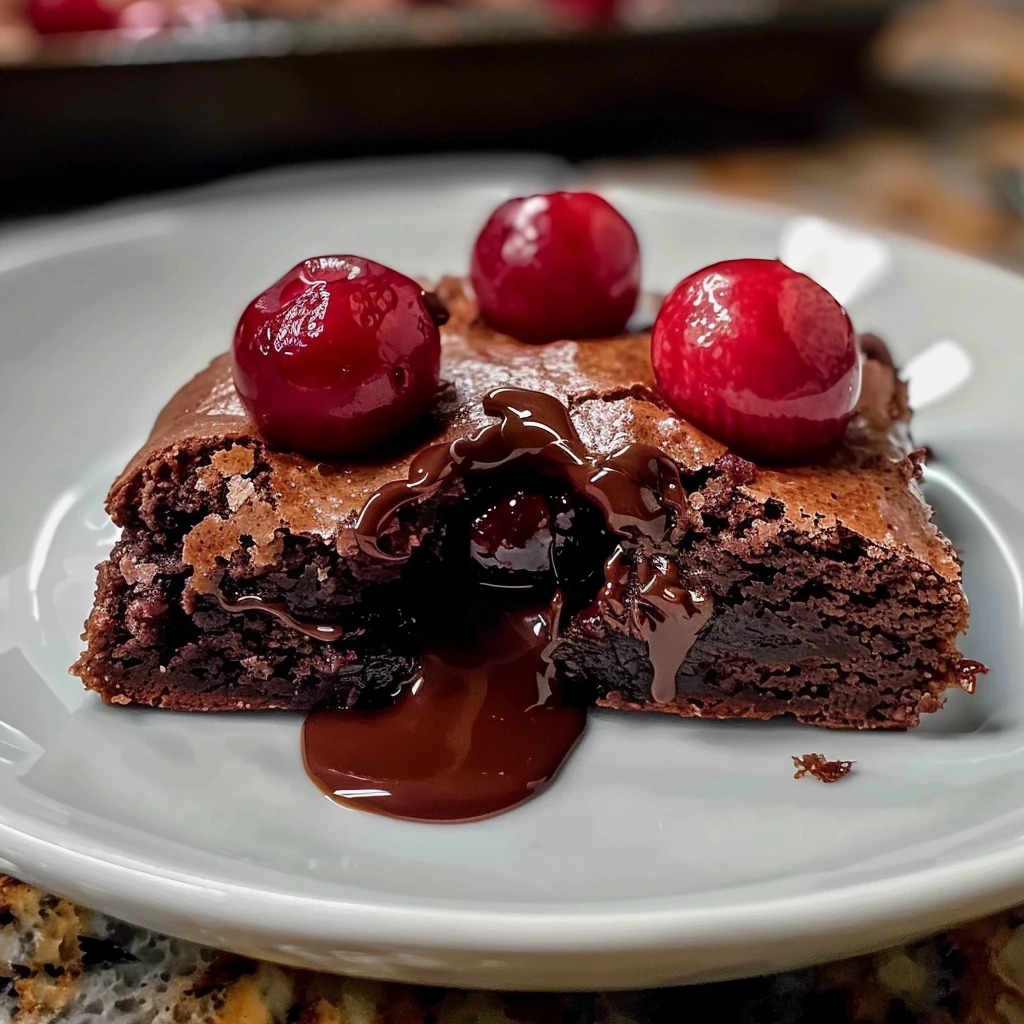 Restaurant-Style Chocolate Covered Cherry Brownie