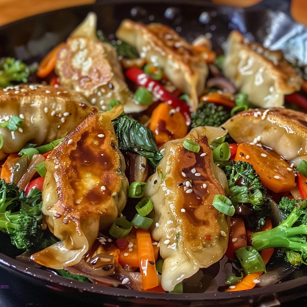 Garlic Parmesan Potsticker One-Skillet Stir Fry