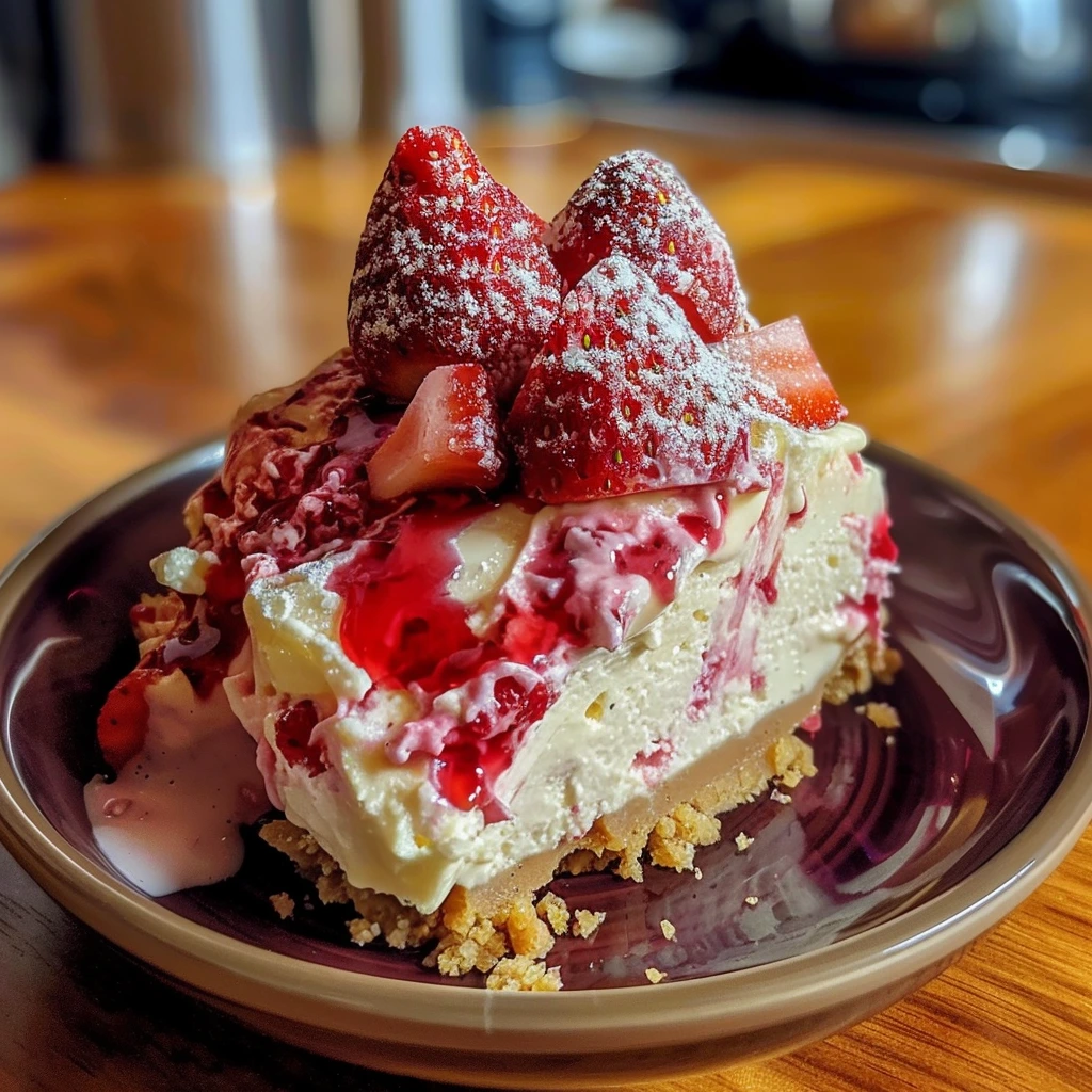 Homemade Creamy No-Churn Strawberry Cheesecake 1 Homemade Creamy No-Churn Strawberry Cheesecake