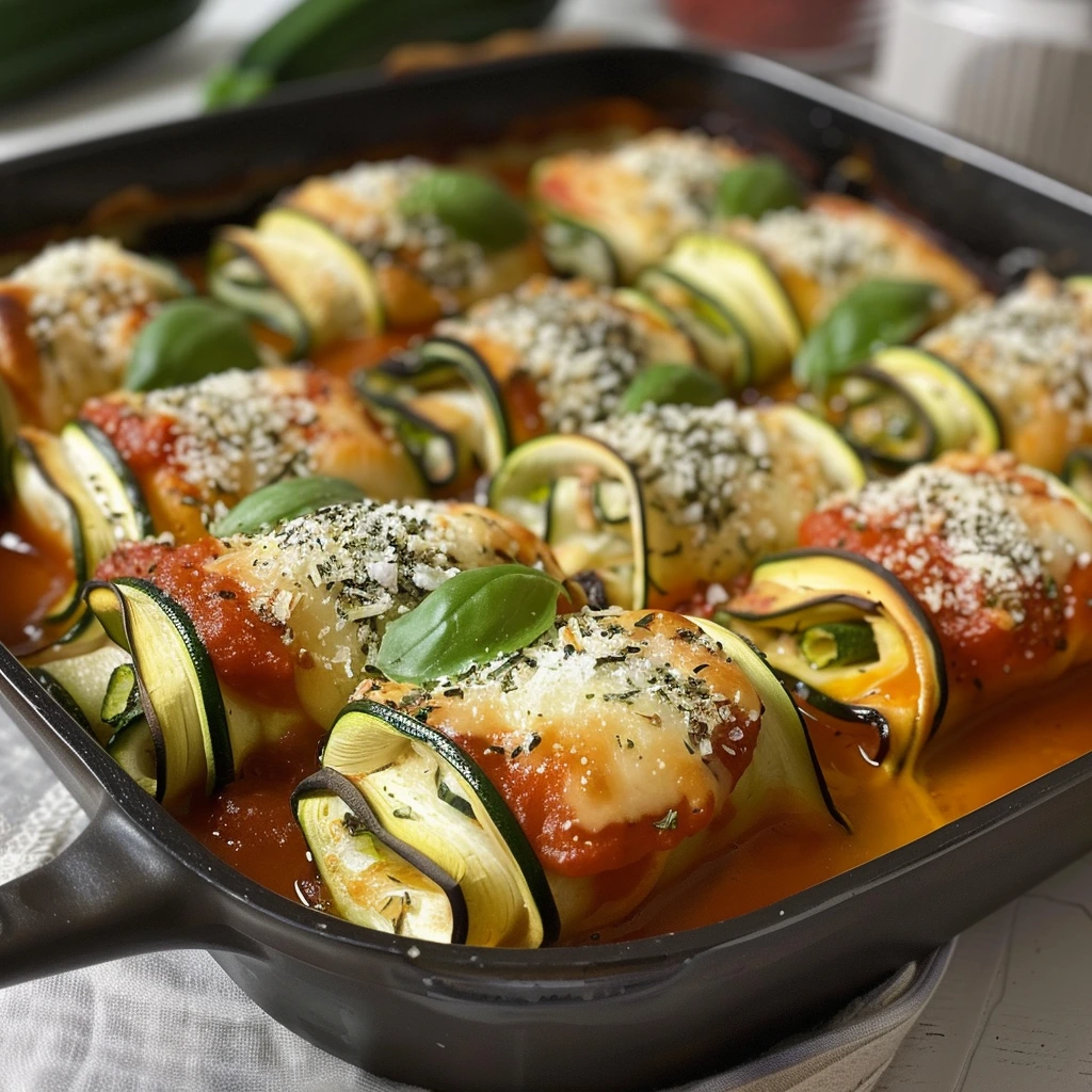 Cheesy Garlic Three Cheese Zucchini Rollatini