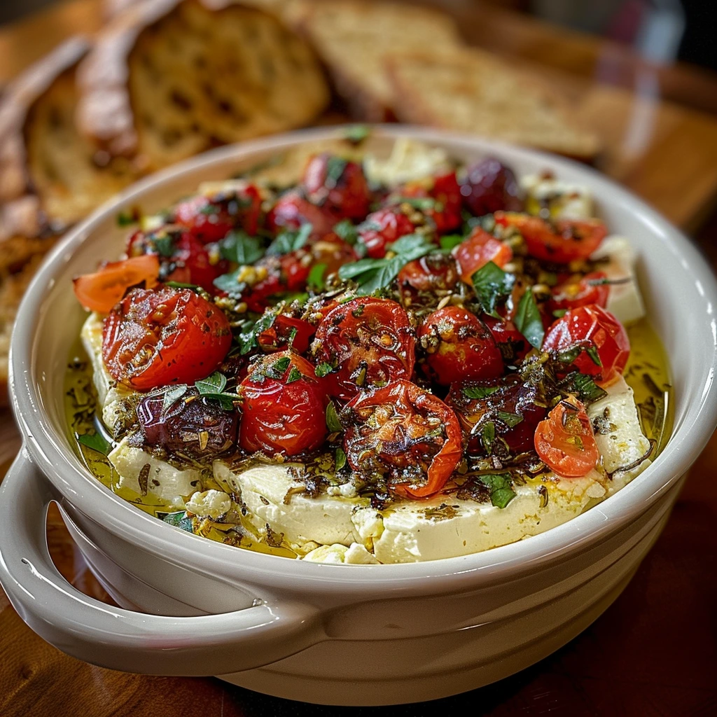 Mediterranean Baked Feta Appetizer for Dinner Tonight