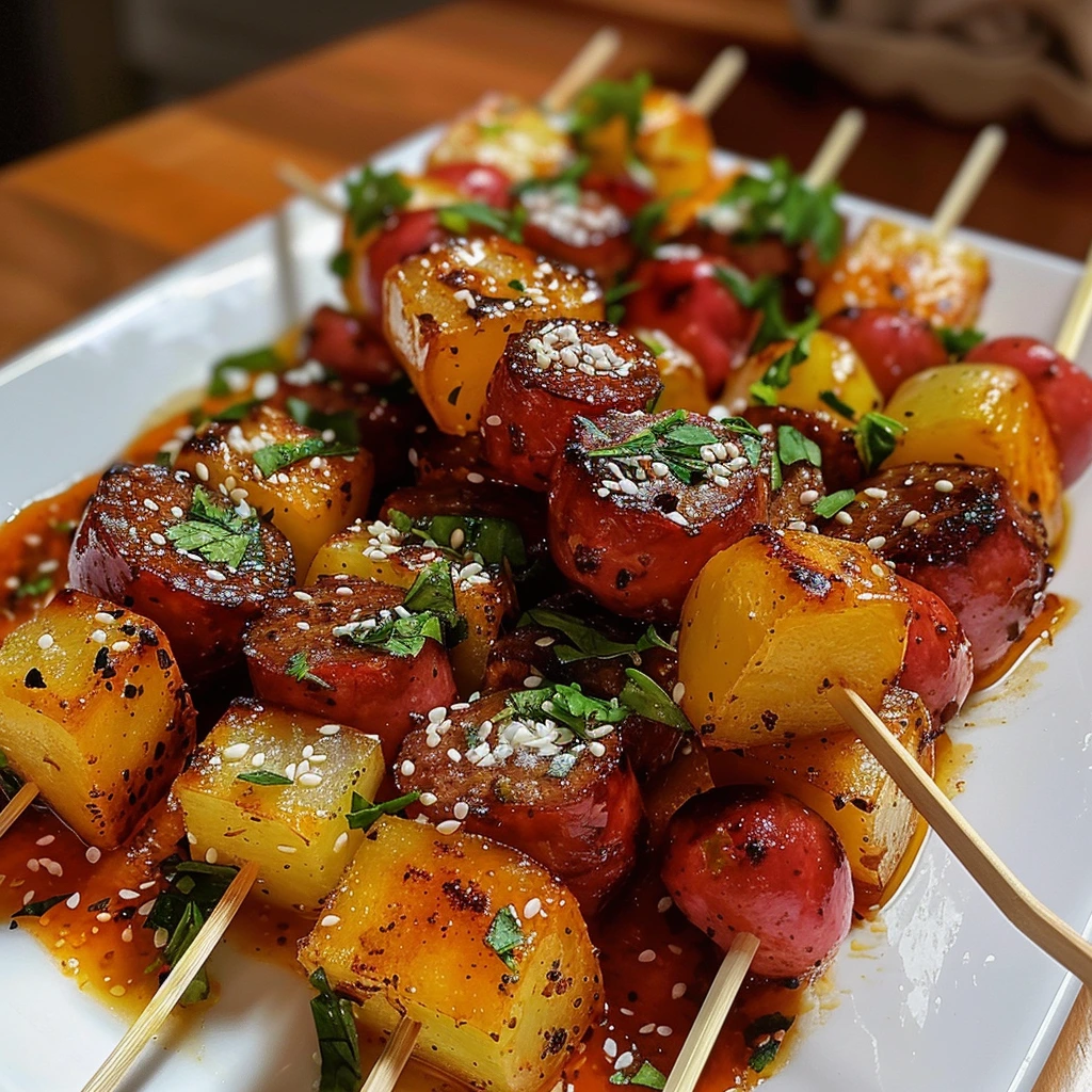 Spicy Sausage Potato Skewers: Easy & Delicious 1 Spicy Sausage Potato Skewers: Easy & Delicious