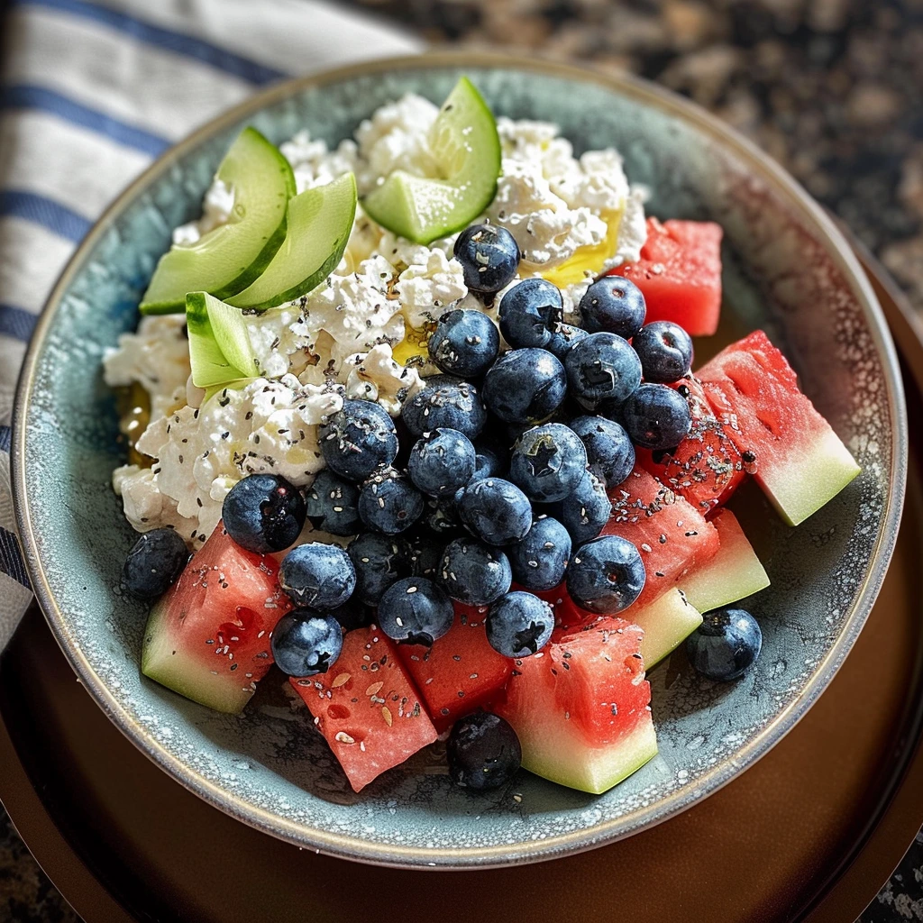 Irresistible Watermelon Blueberry Cottage Cheese