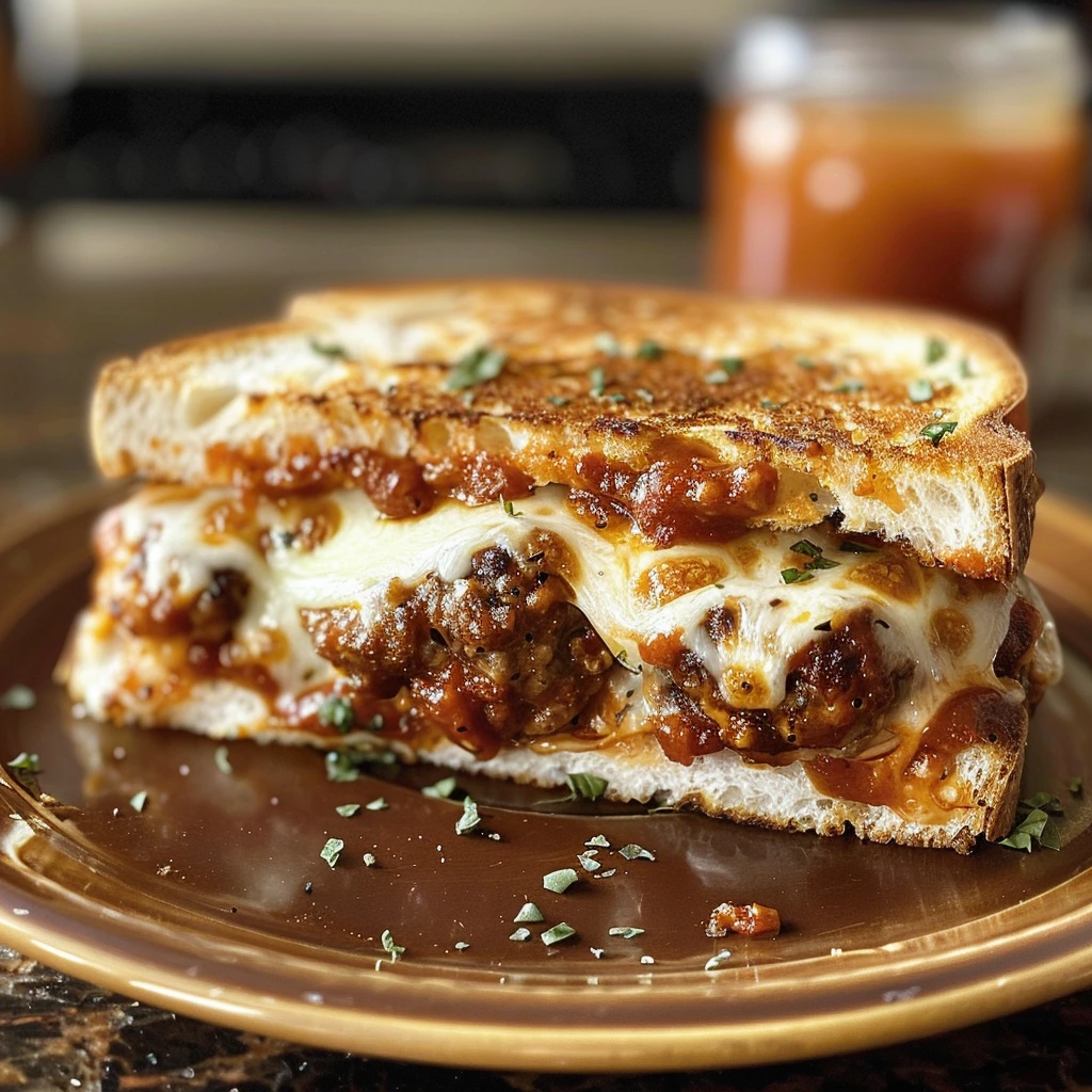 Family Favorite Cheesy Meatball Sandwich Melt