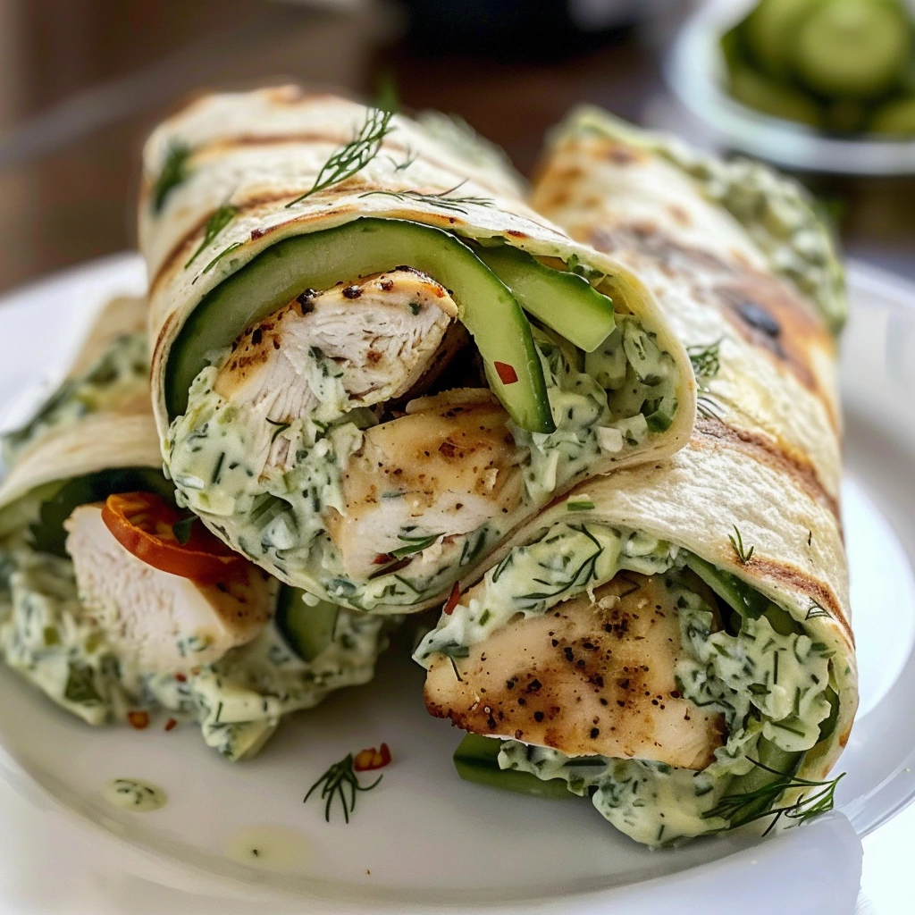 Easy Cucumber-Dill Tzatziki Chicken Wraps Recipe