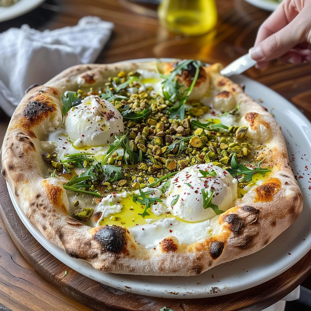 Restaurant-Style Burrata Pistachio White Pizza 1 Restaurant-Style Burrata Pistachio White Pizza