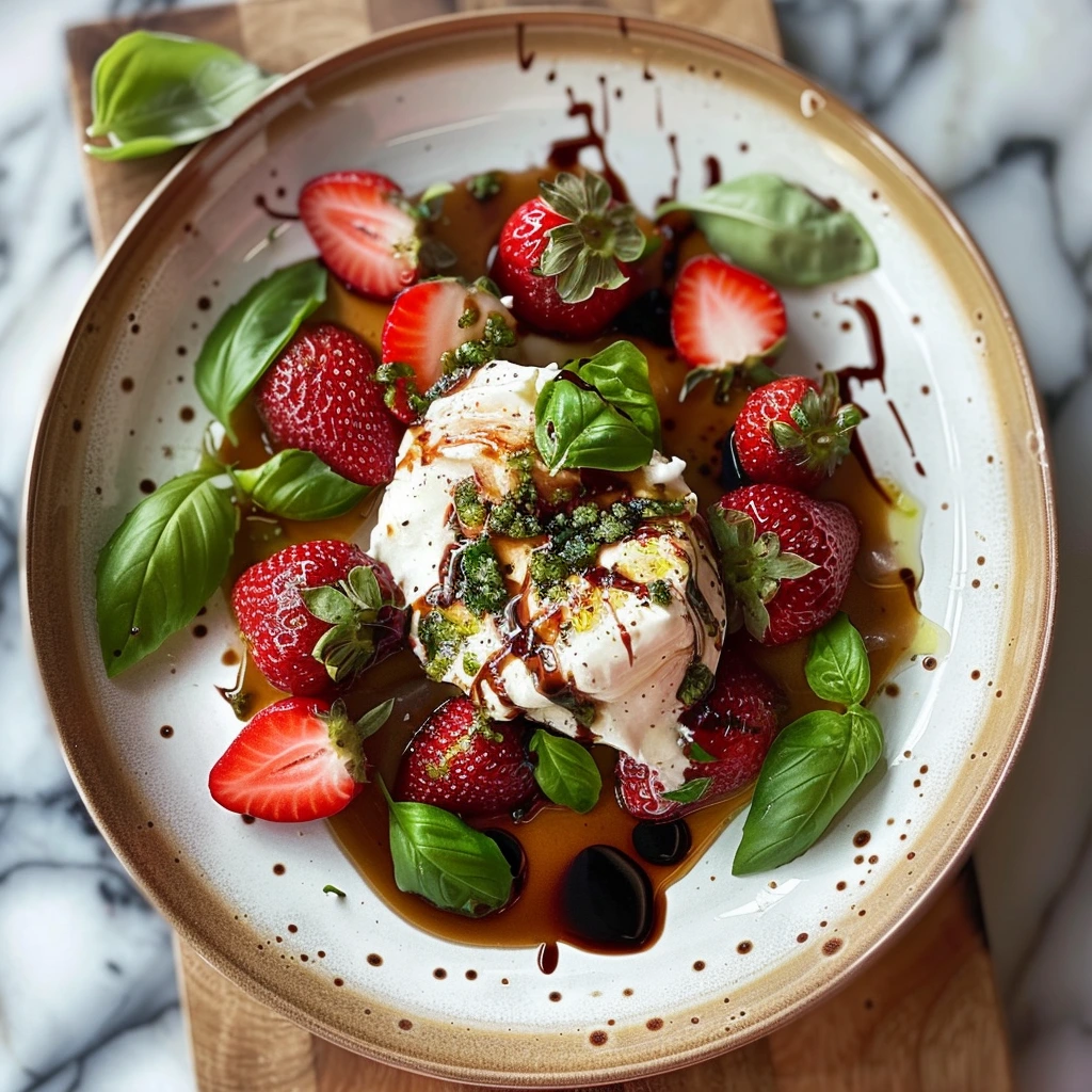 Garlic Parmesan Burrata Balsamic Strawberries Basil 1 Garlic Parmesan Burrata Balsamic Strawberries Basil