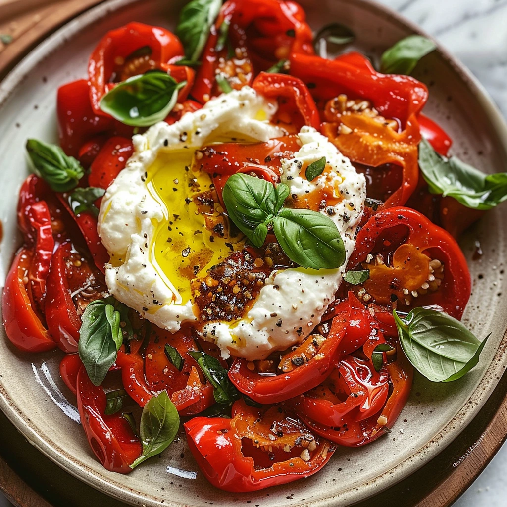 Roasted Red Peppers Burrata: Easy & Delicious 1 Roasted Red Peppers Burrata: Easy & Delicious